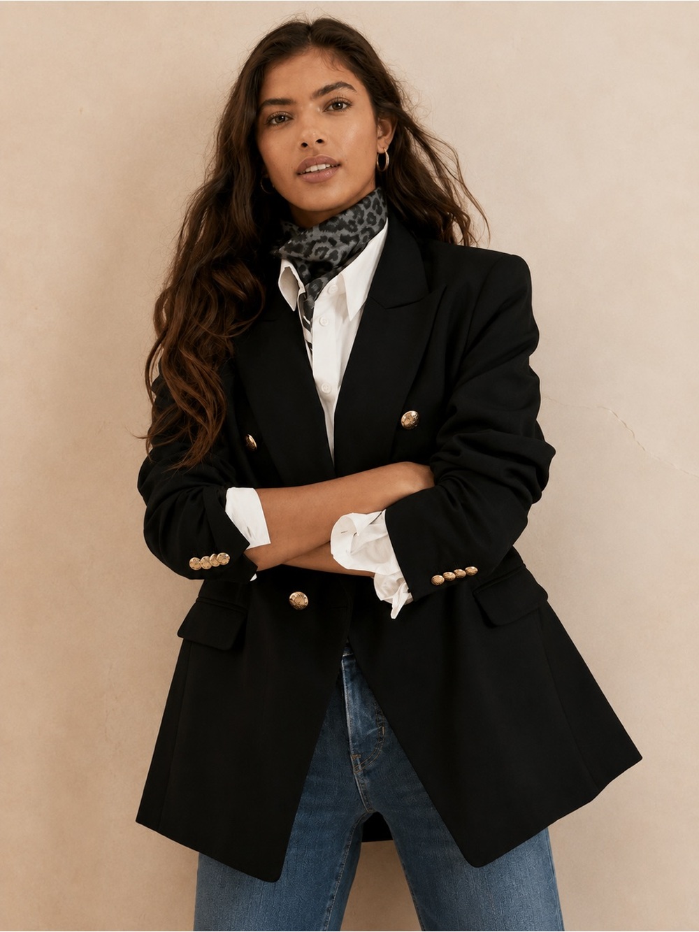 Banana Republic Double-Breasted Blazer Black Size 14 #746798